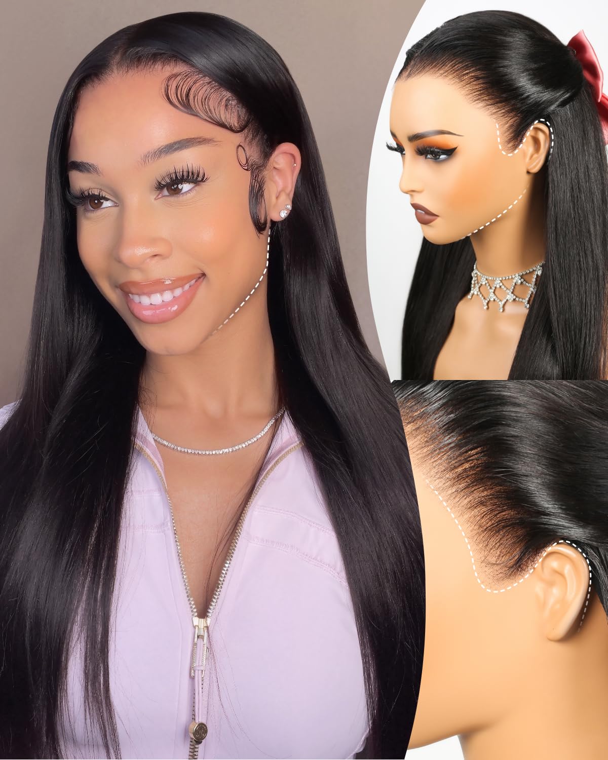 Premium Human Hair Wig| Natural Black | Straight /Deep Wave/Natural Curly | Pre Plucked 13x6