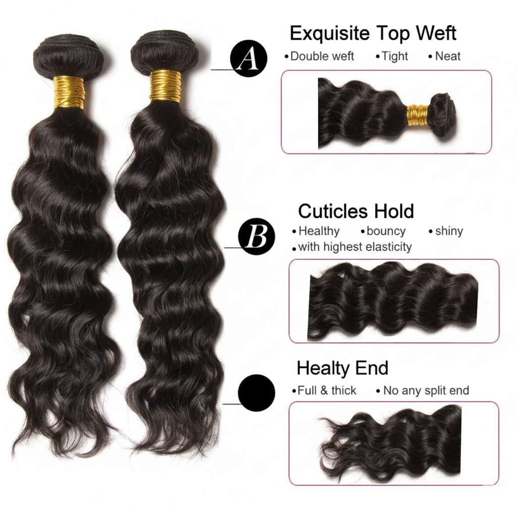 Premium Human Hair Bundles | Natural Black | Natural Wave