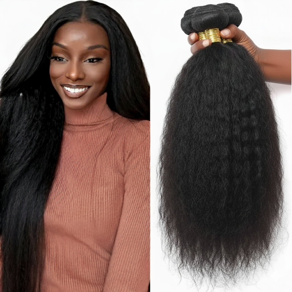 Premium Human Hair Bundles  | Natural Black | Yaki Kinky Straight