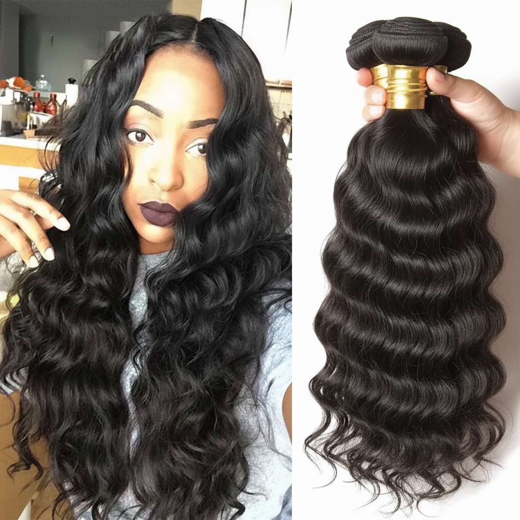 Premium Human Hair Bundles | Natural Black | Natural Wave