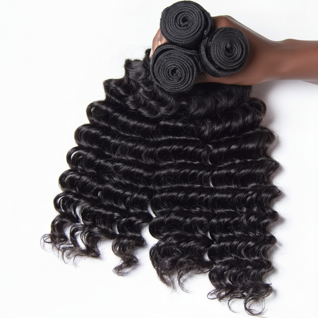 Premium Human Hair Bundles | Natural Black | Deep Wave