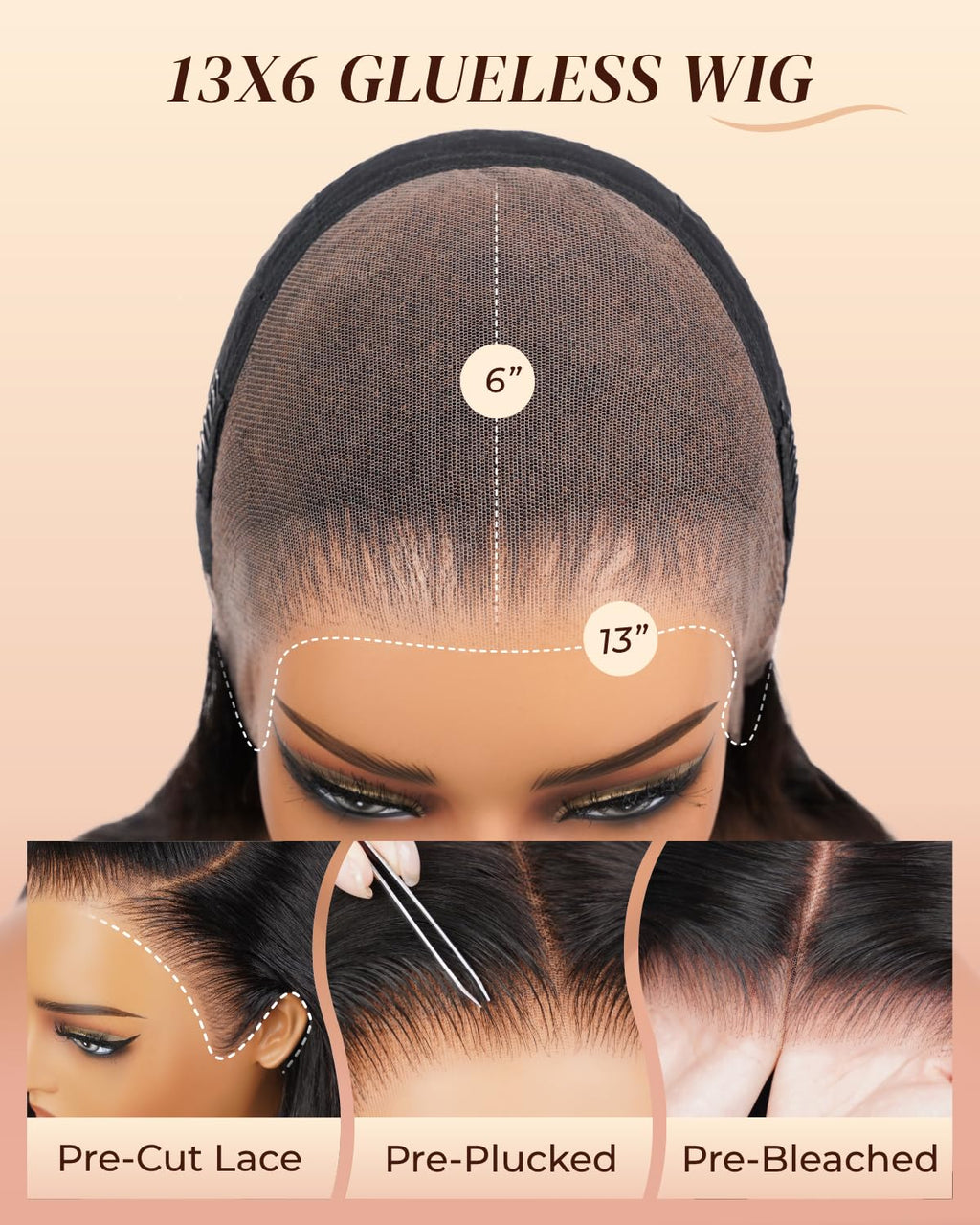 Premium Human Hair Wig| Natural Black | Straight /Deep Wave/Natural Curly | Pre Plucked 13x6