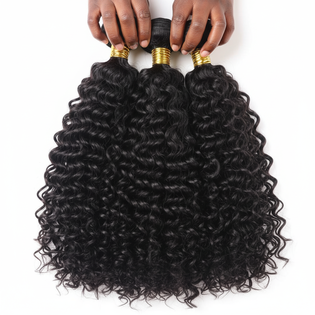 Premium Human Hair Bundles | Natural Black | Burmese Curly  with Twist Out Ends