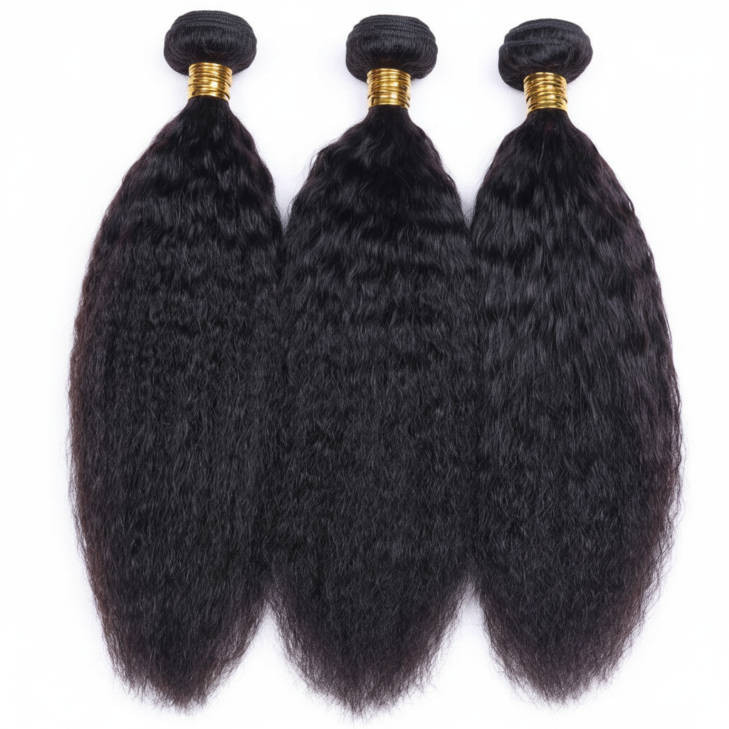 Premium Human Hair Bundles  | Natural Black | Yaki Kinky Straight